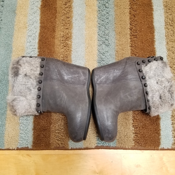 Beautiful ASH Rabbit Fur Trimmed Uranus Wedge Bootie Grey Ankle Boot US 8 - Picture 5 of 10